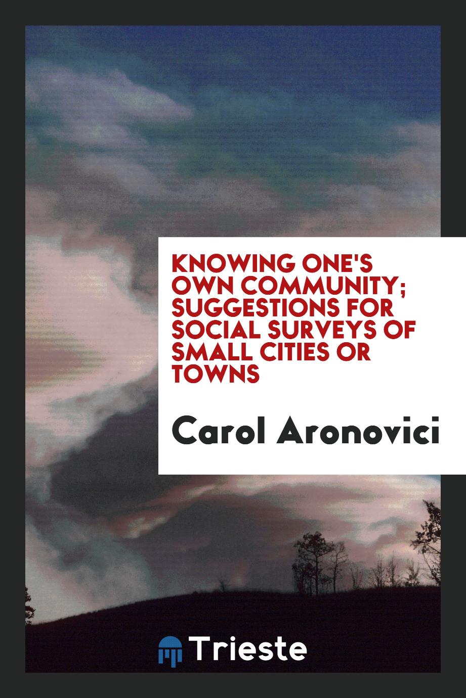 Knowing one's own community; suggestions for social surveys of small cities or towns