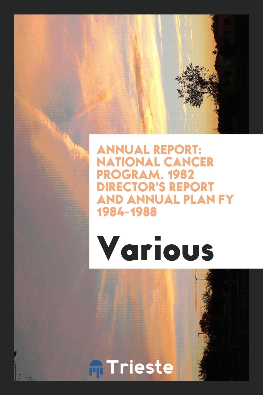 Annual report: National Cancer Program. 1982 Director's Report and Annual Plan FY 1984-1988