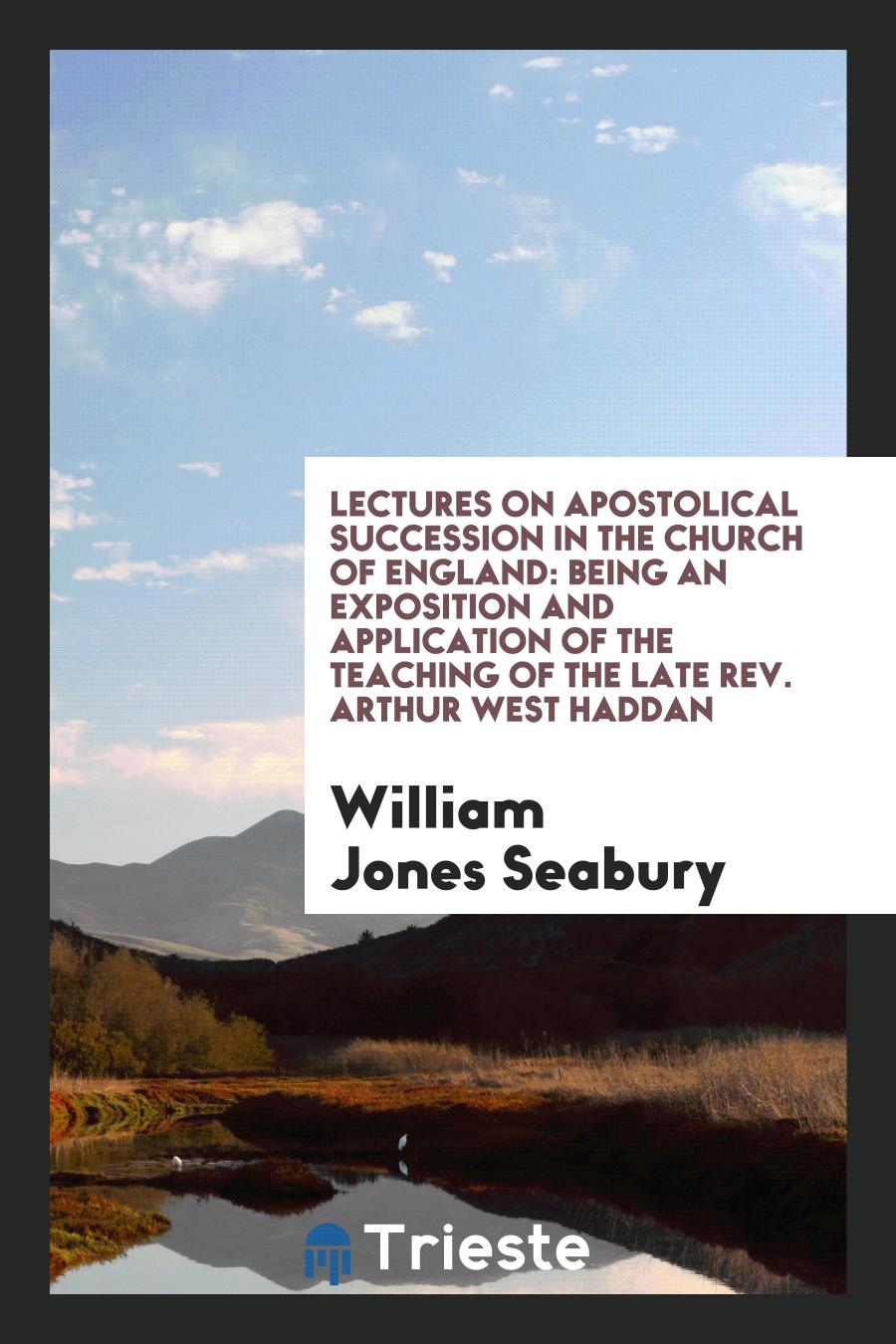 Lectures on Apostolical Succession in the Church of England: Being an Exposition and Application of the Teaching of the Late Rev. Arthur West Haddan