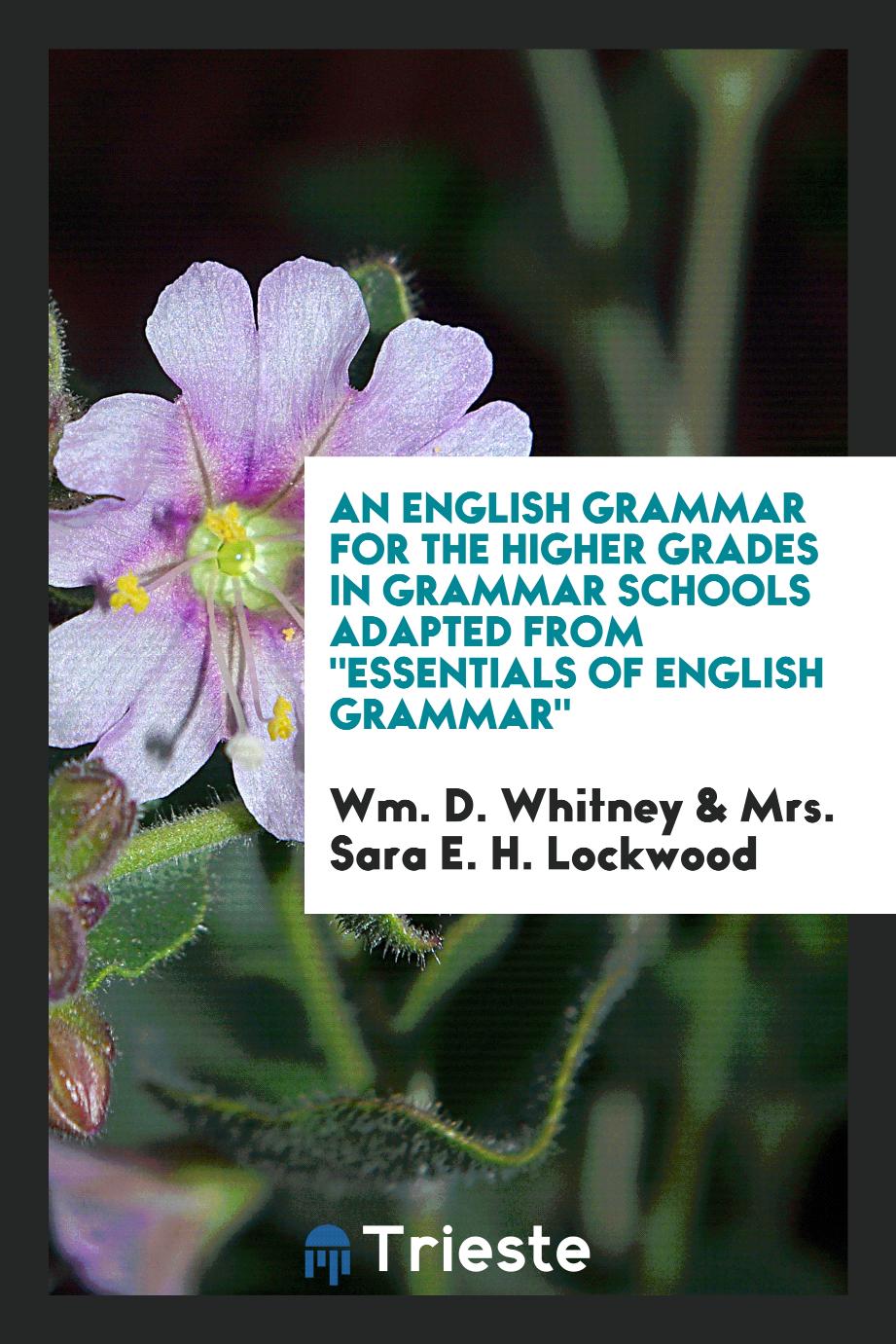 An English Grammar for the Higher Grades in Grammar Schools Adapted From "Essentials of English Grammar"