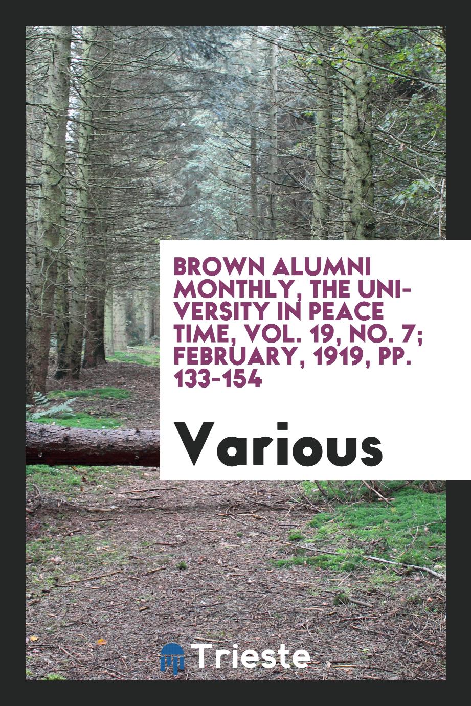 Brown alumni monthly, The university in peace time, Vol. 19, No. 7; February, 1919, pp. 133-154