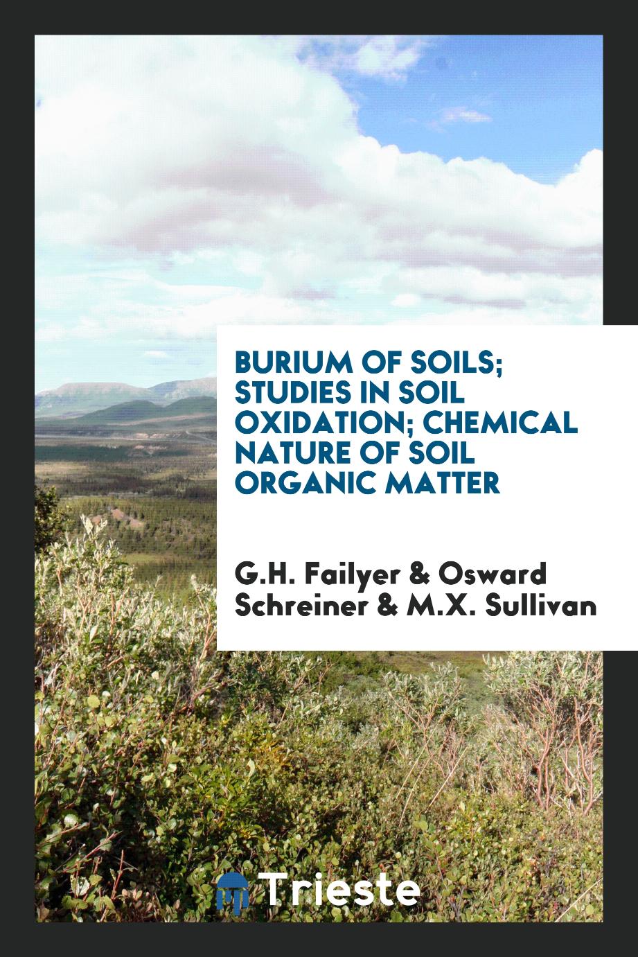 Burium of Soils; Studies in Soil Oxidation; Chemical Nature of Soil Organic Matter