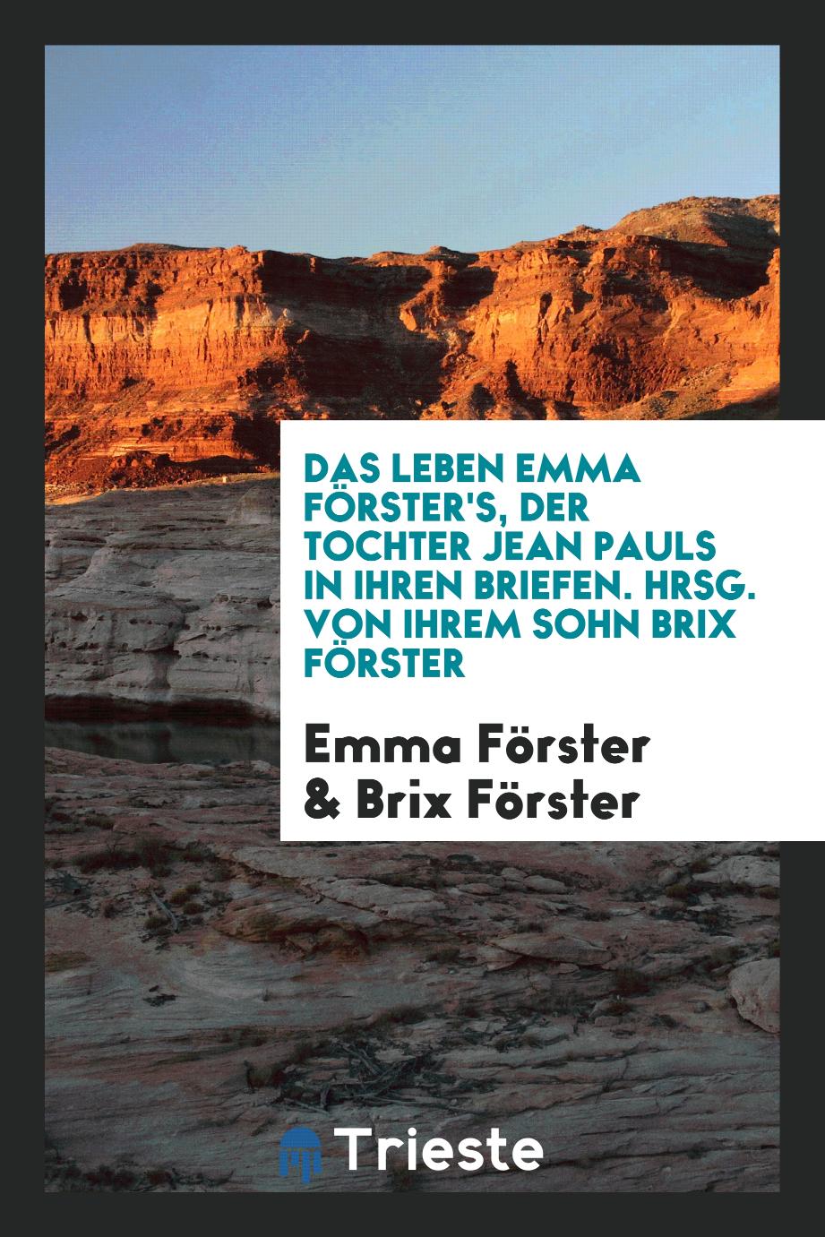 Emma Förster, Brix Förster - Das Leben Emma Förster's, der Tochter Jean Pauls in ihren Briefen. Hrsg. von ihrem Sohn Brix Förster