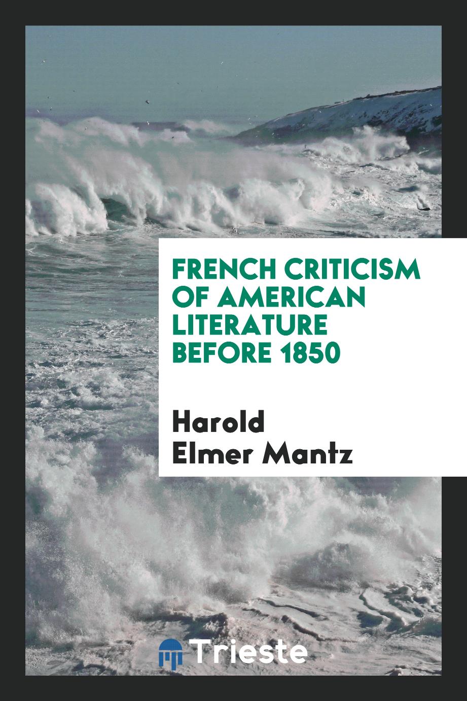French Criticism of American Literature Before 1850