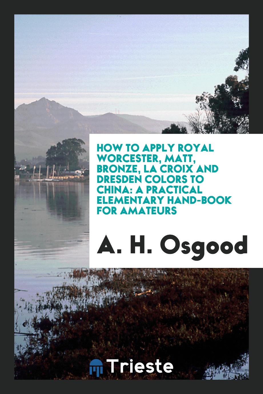 How to Apply Royal Worcester, Matt, Bronze, La Croix and Dresden Colors to China: A Practical Elementary Hand-Book for Amateurs
