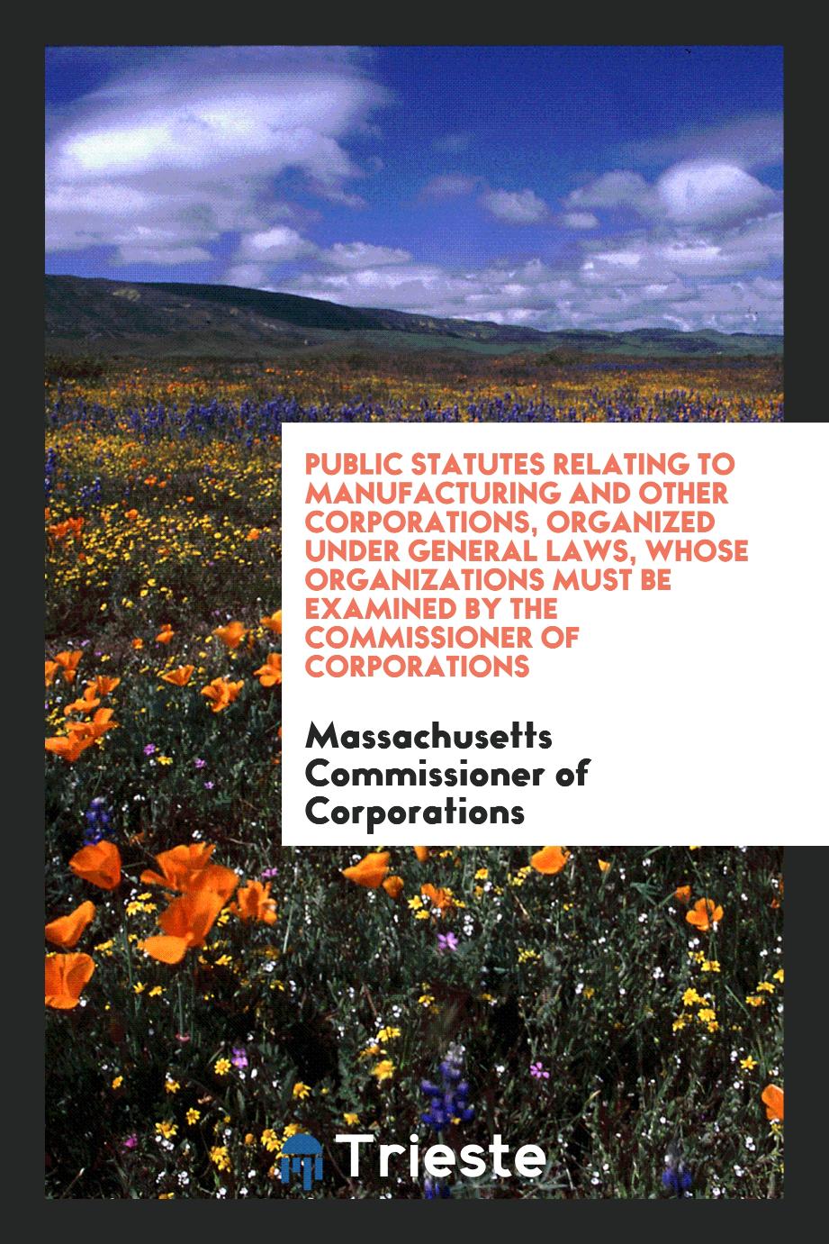 Public Statutes Relating to Manufacturing and Other Corporations, Organized under general laws, whose organizations must be examined by the commissioner of corporations