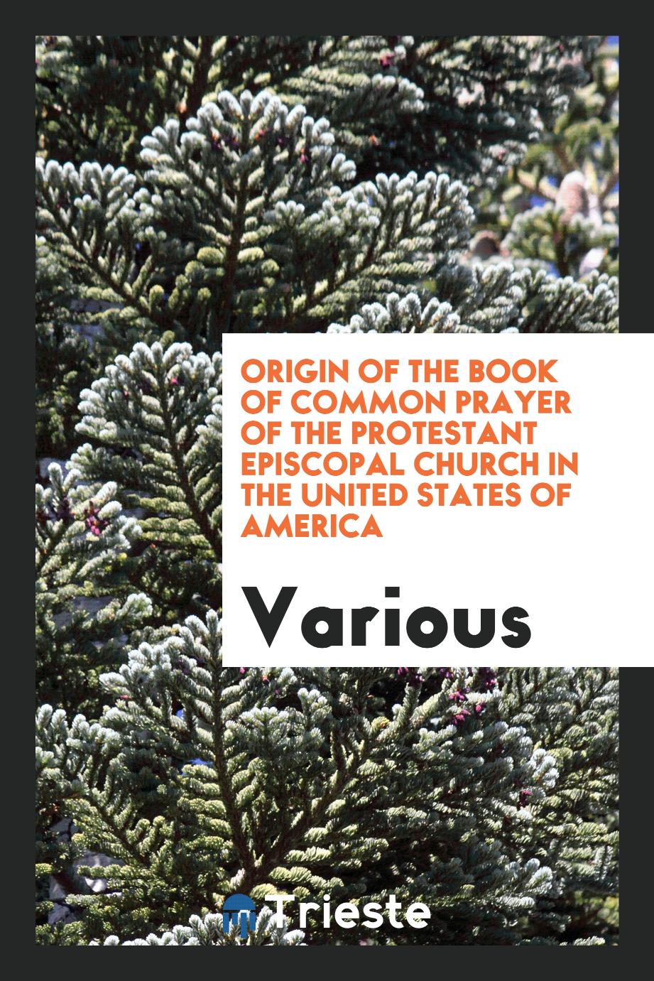 Origin of the Book of Common Prayer of the Protestant Episcopal Church in the United States of America