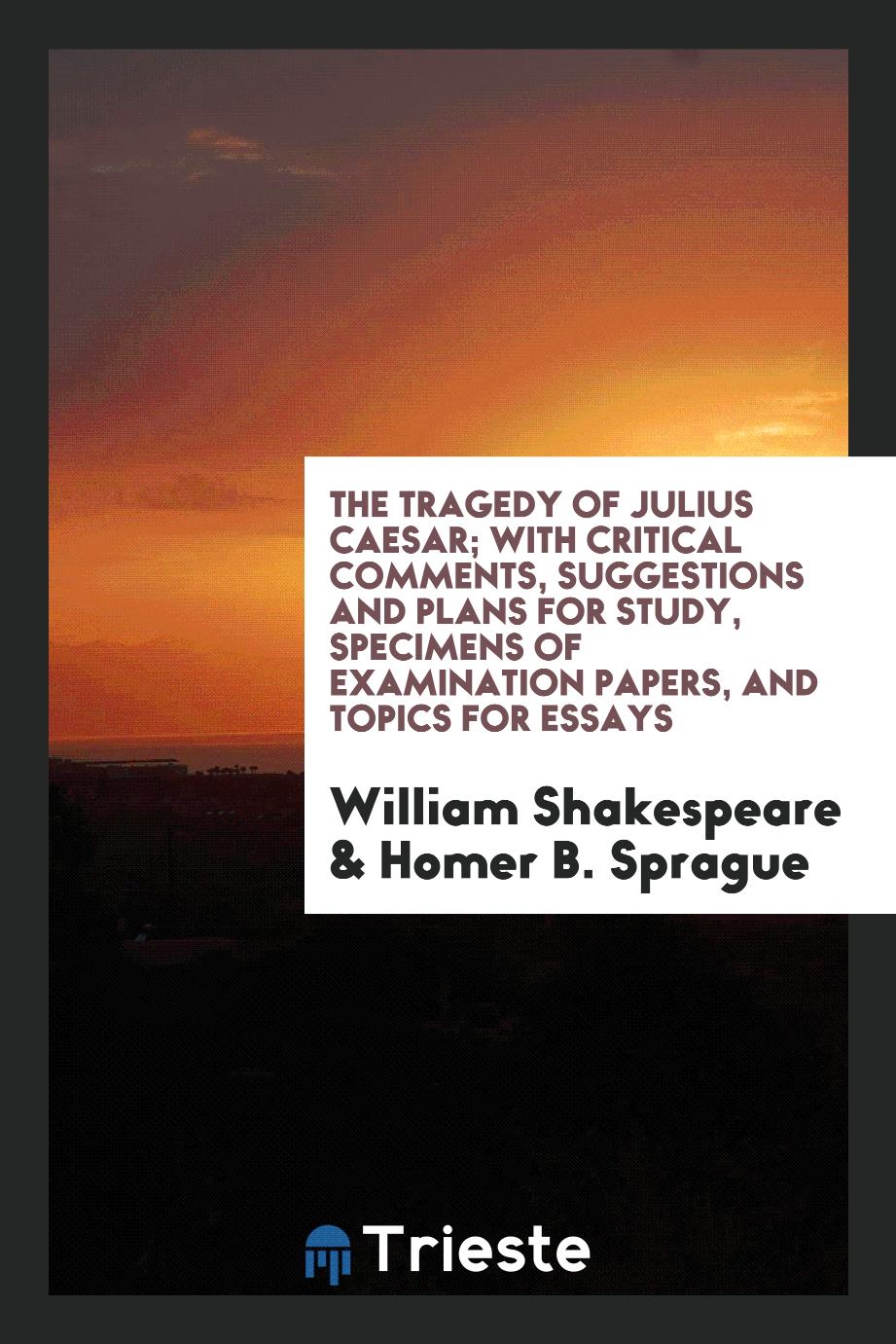 The Tragedy of Julius Caesar; With Critical Comments, Suggestions and Plans for Study, Specimens of Examination Papers, and Topics for Essays