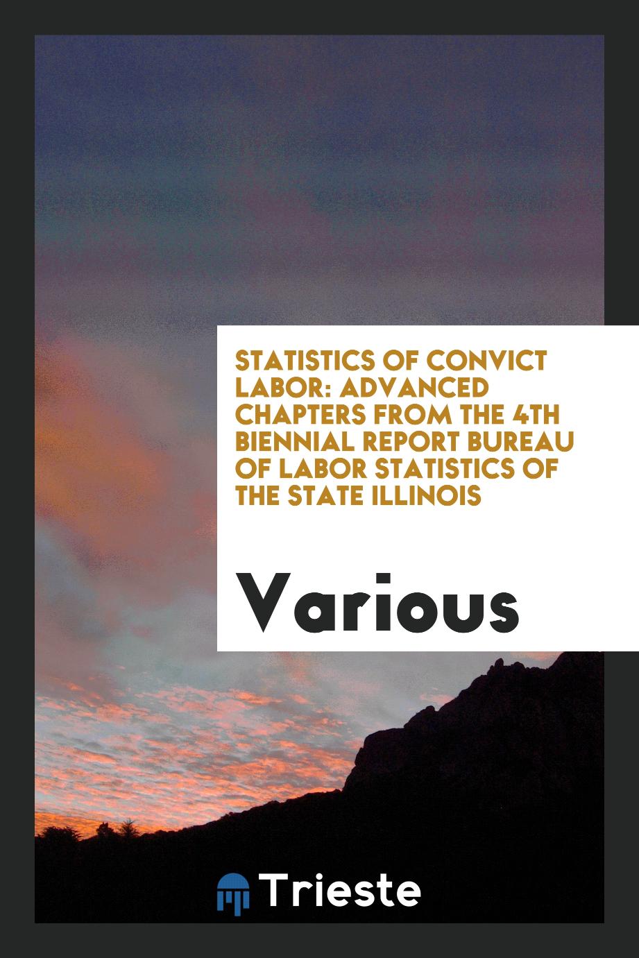 Statistics of Convict Labor: Advanced Chapters from the 4th Biennial Report Bureau of Labor Statistics of the State Illinois