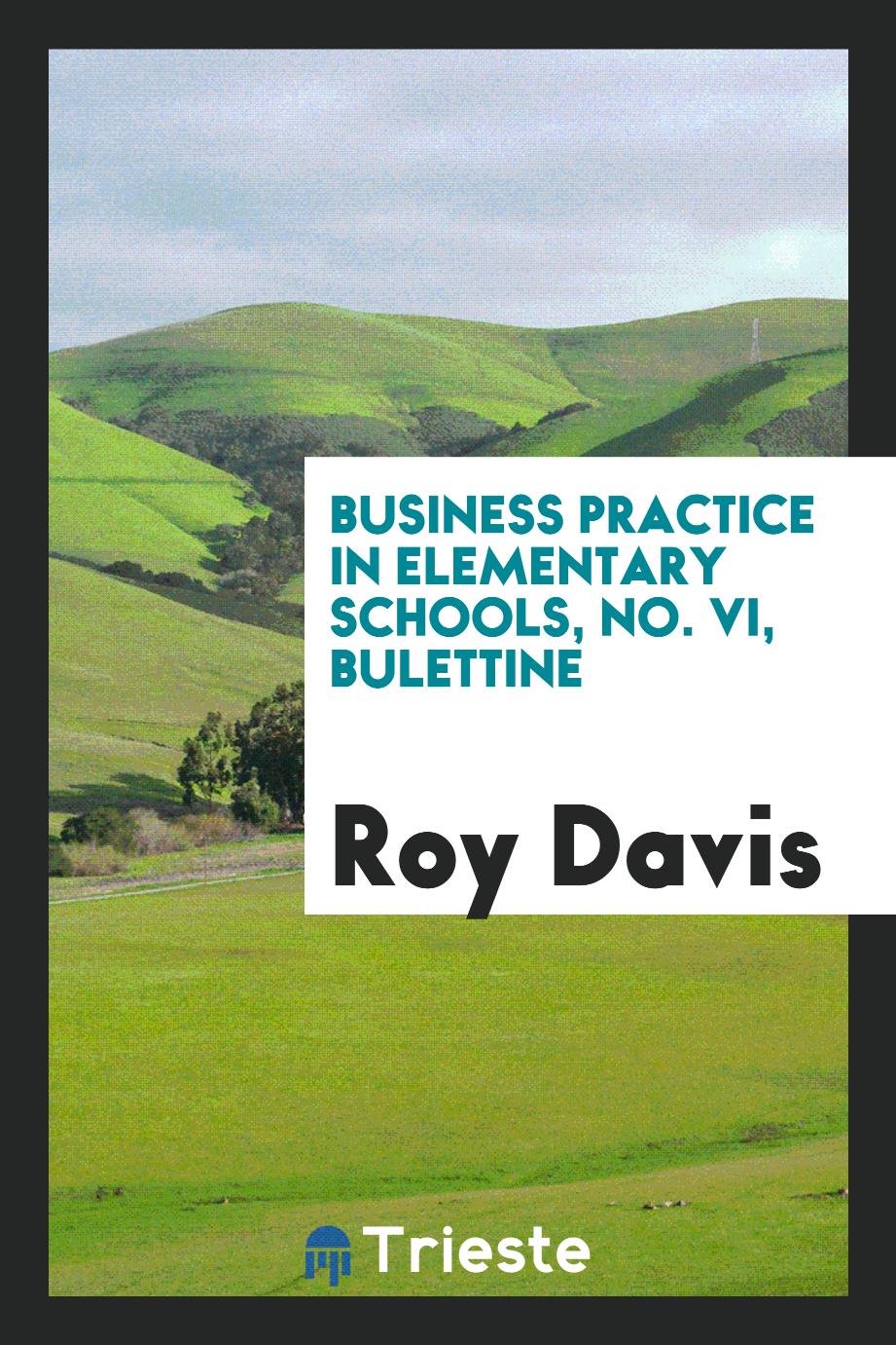 Business Practice in Elementary Schools, No. VI, bulettine