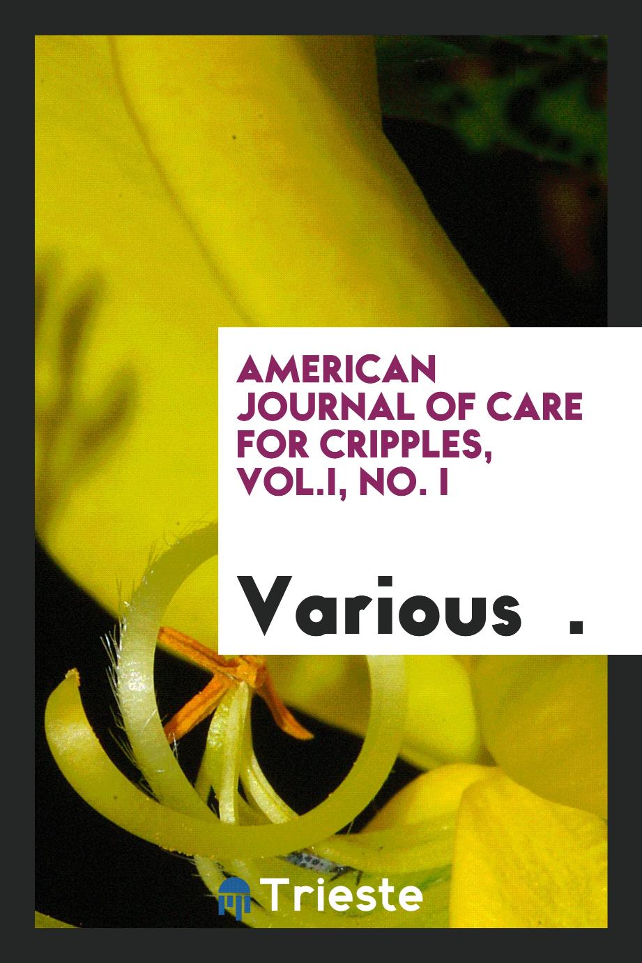 American Journal of Care for Cripples, Vol.I, No. I