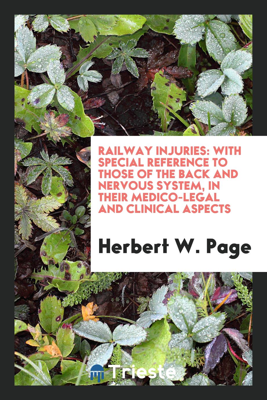Railway Injuries: With Special Reference to Those of the Back and Nervous System, in Their Medico-Legal and Clinical Aspects