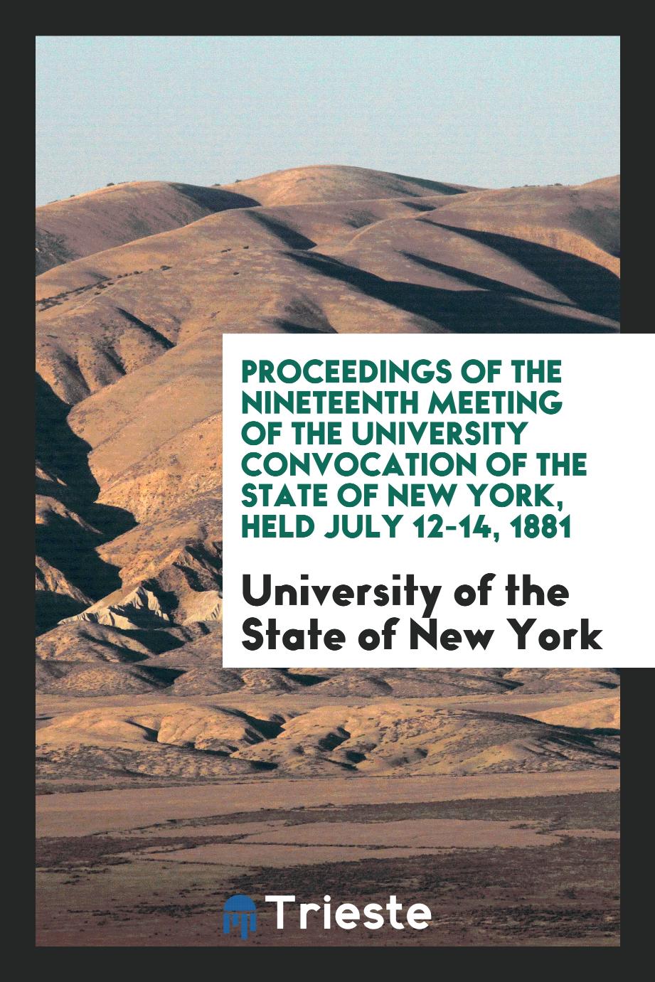 Proceedings of the Nineteenth Meeting of the University Convocation of the State of New York, Held July 12-14, 1881