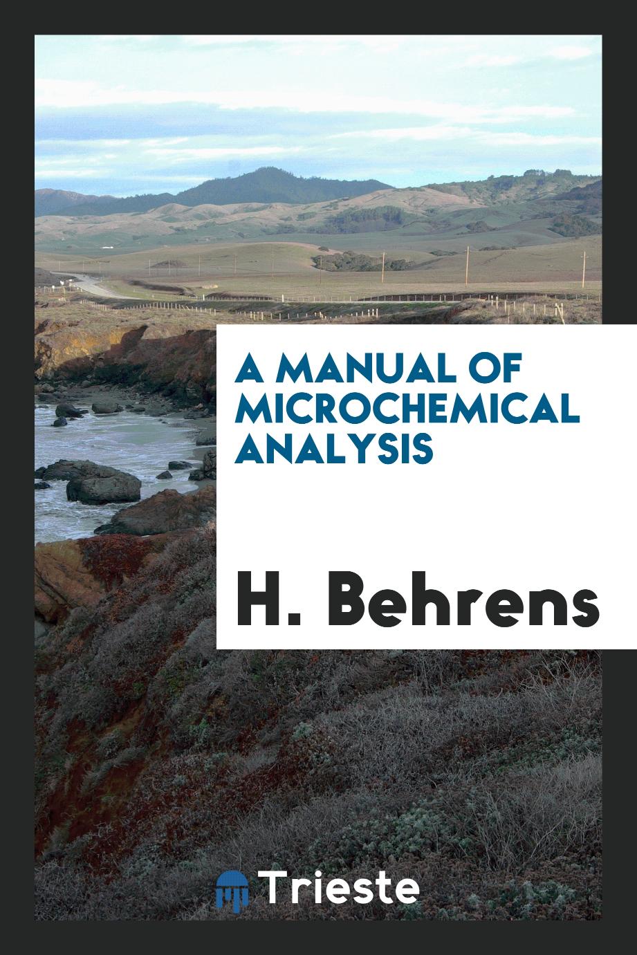 A manual of microchemical analysis