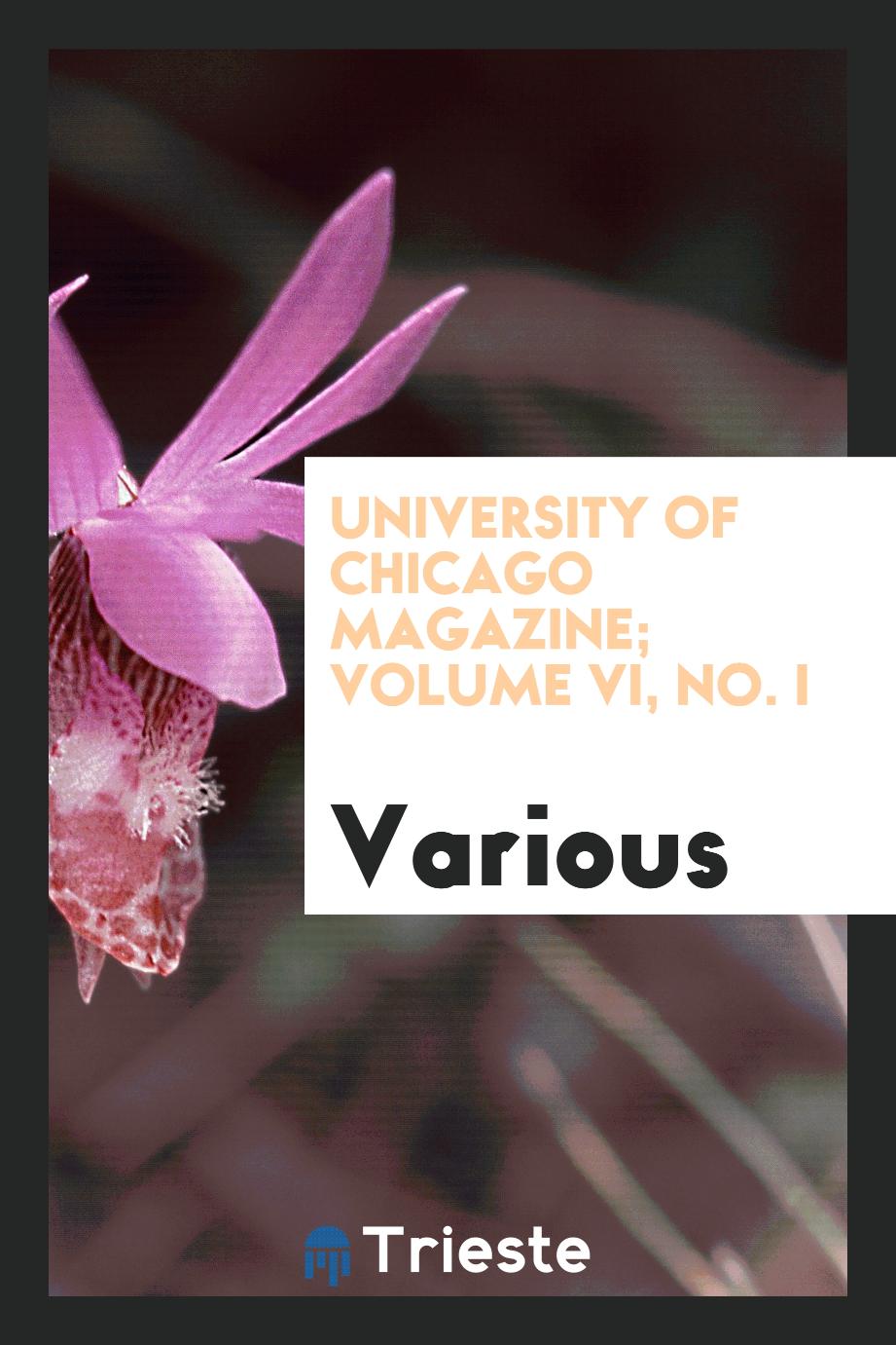 University of Chicago magazine; Volume VI, No. I