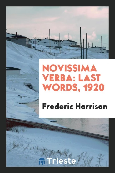 Novissima verba: last words, 1920