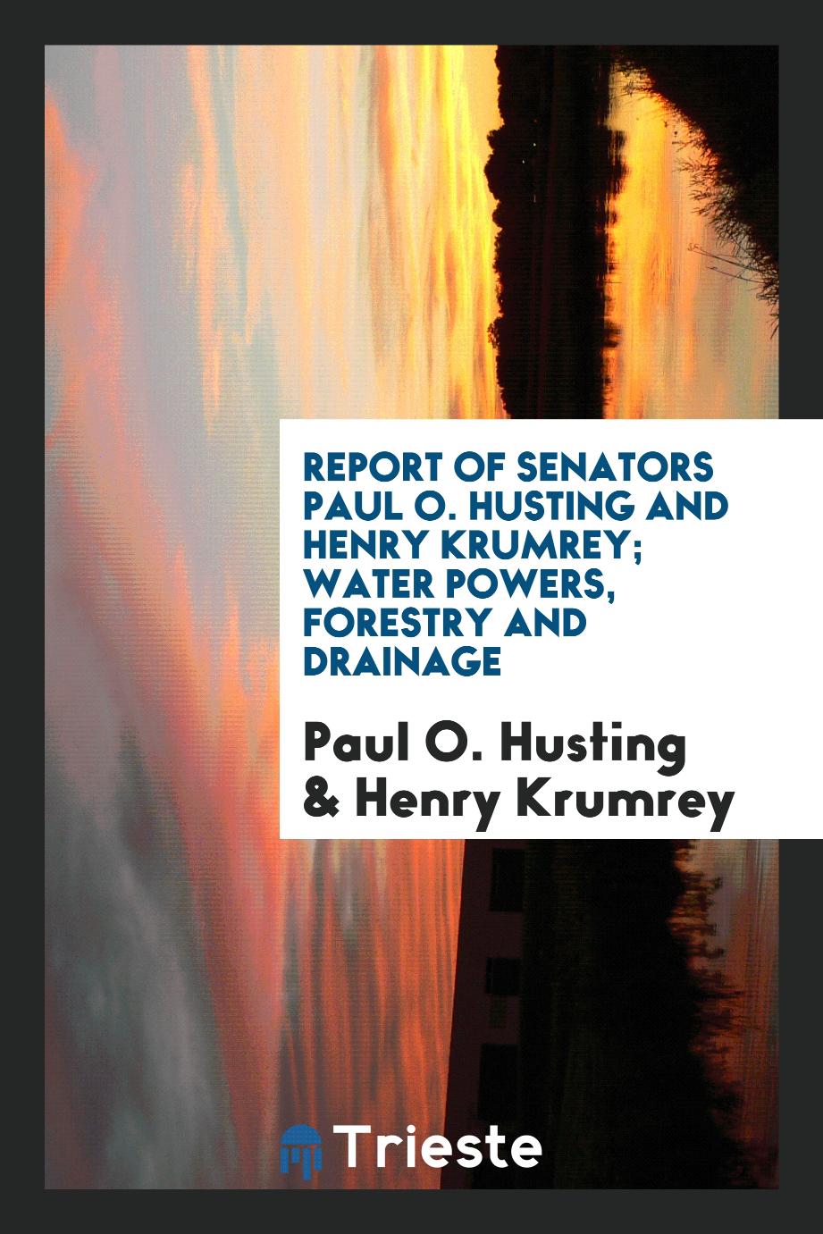 Report of Senators Paul O. Husting and Henry Krumrey; Water Powers, Forestry and Drainage