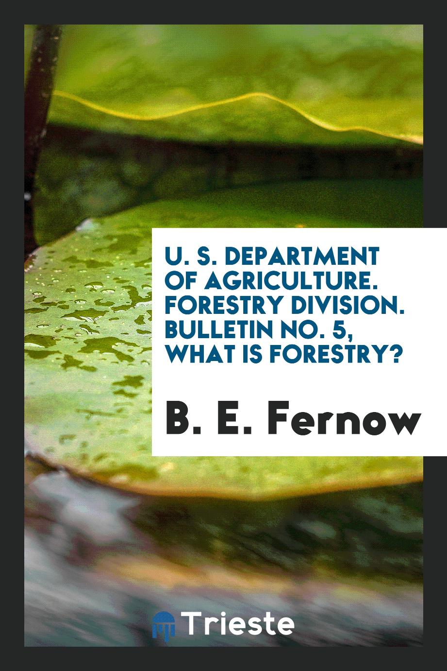 U. S. Department of agriculture. Forestry division. Bulletin No. 5, What is Forestry?