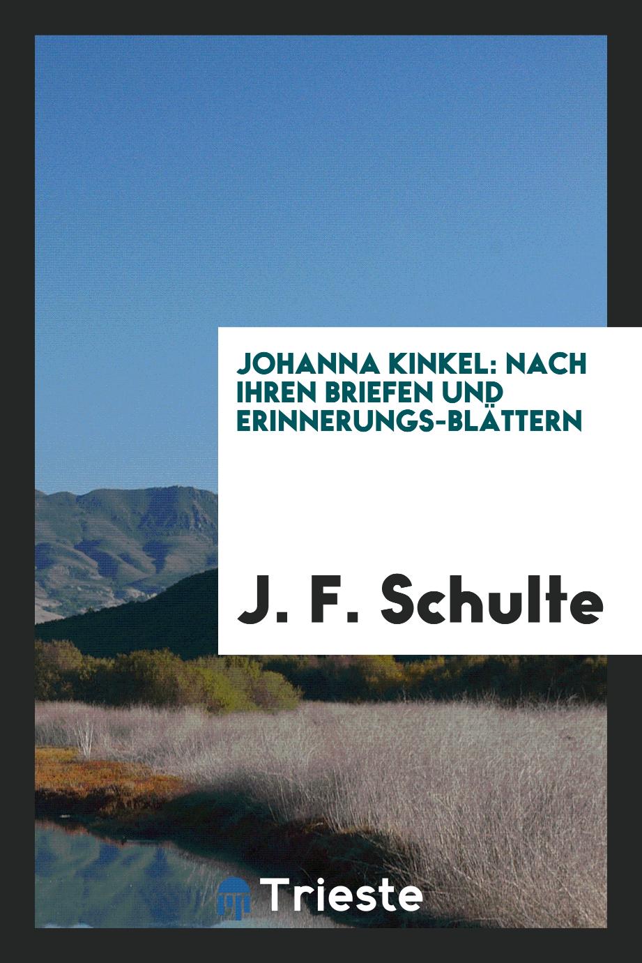 Johanna Kinkel: Nach Ihren Briefen und Erinnerungs-Blättern