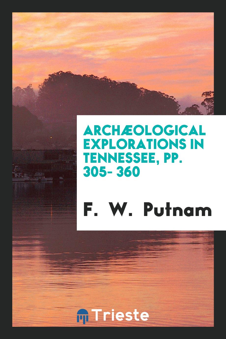 Archæological Explorations in Tennessee, pp. 305- 360