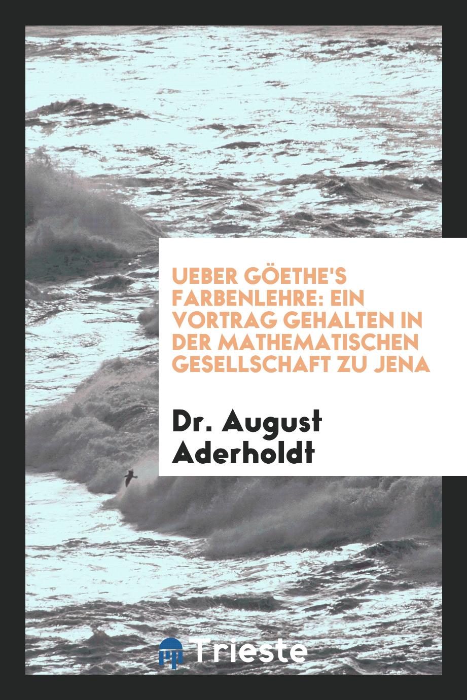 Ueber Göethe's Farbenlehre: Ein Vortrag Gehalten in der Mathematischen Gesellschaft zu Jena