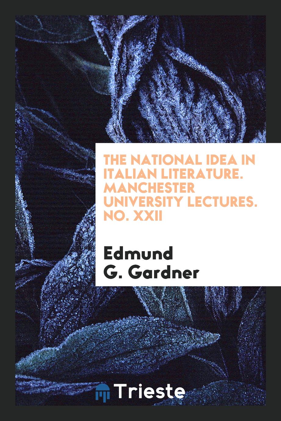 The national idea in Italian literature. Manchester University lectures. No. XXII