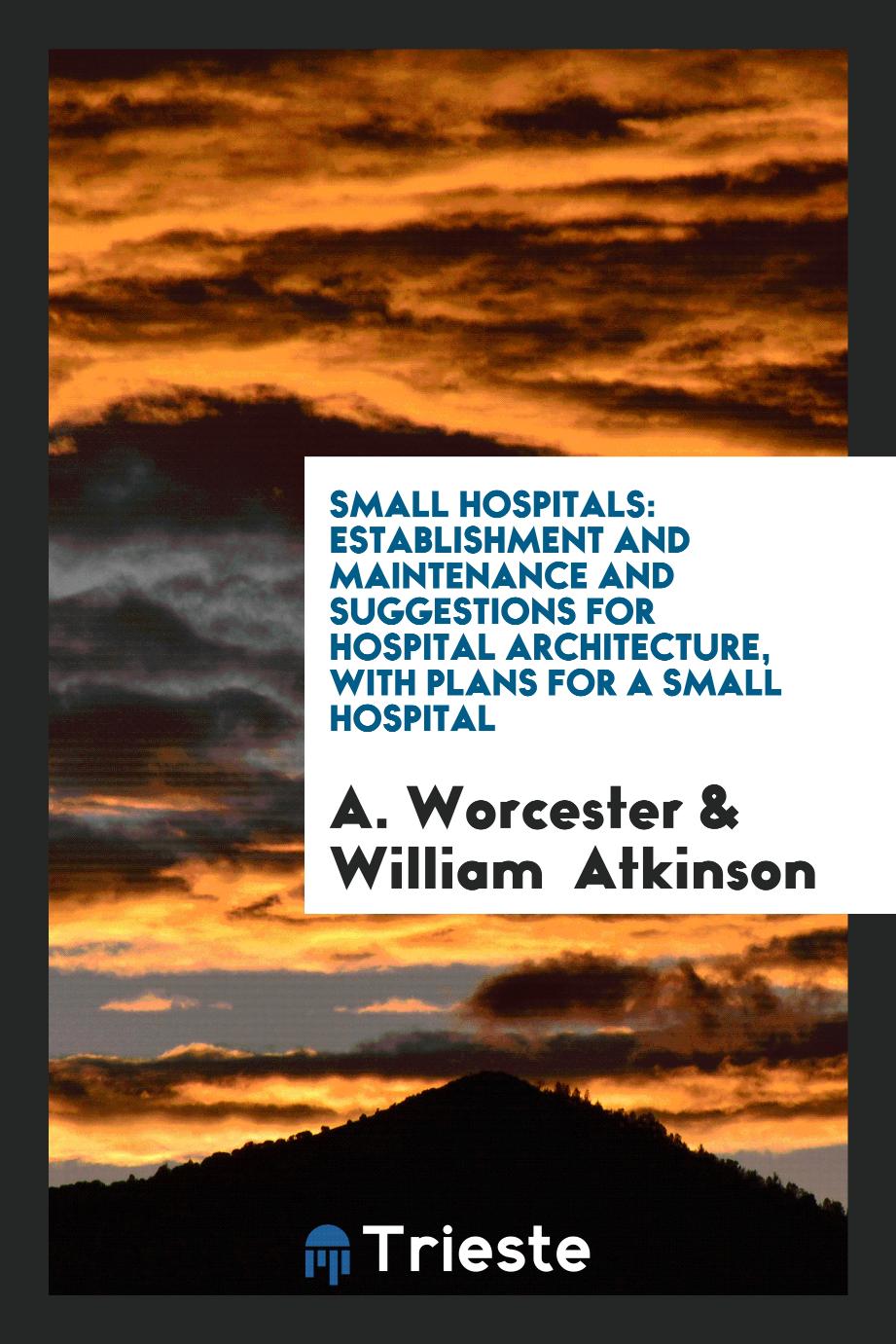 Small Hospitals: Establishment and Maintenance and Suggestions for Hospital Architecture, with Plans for a Small Hospital