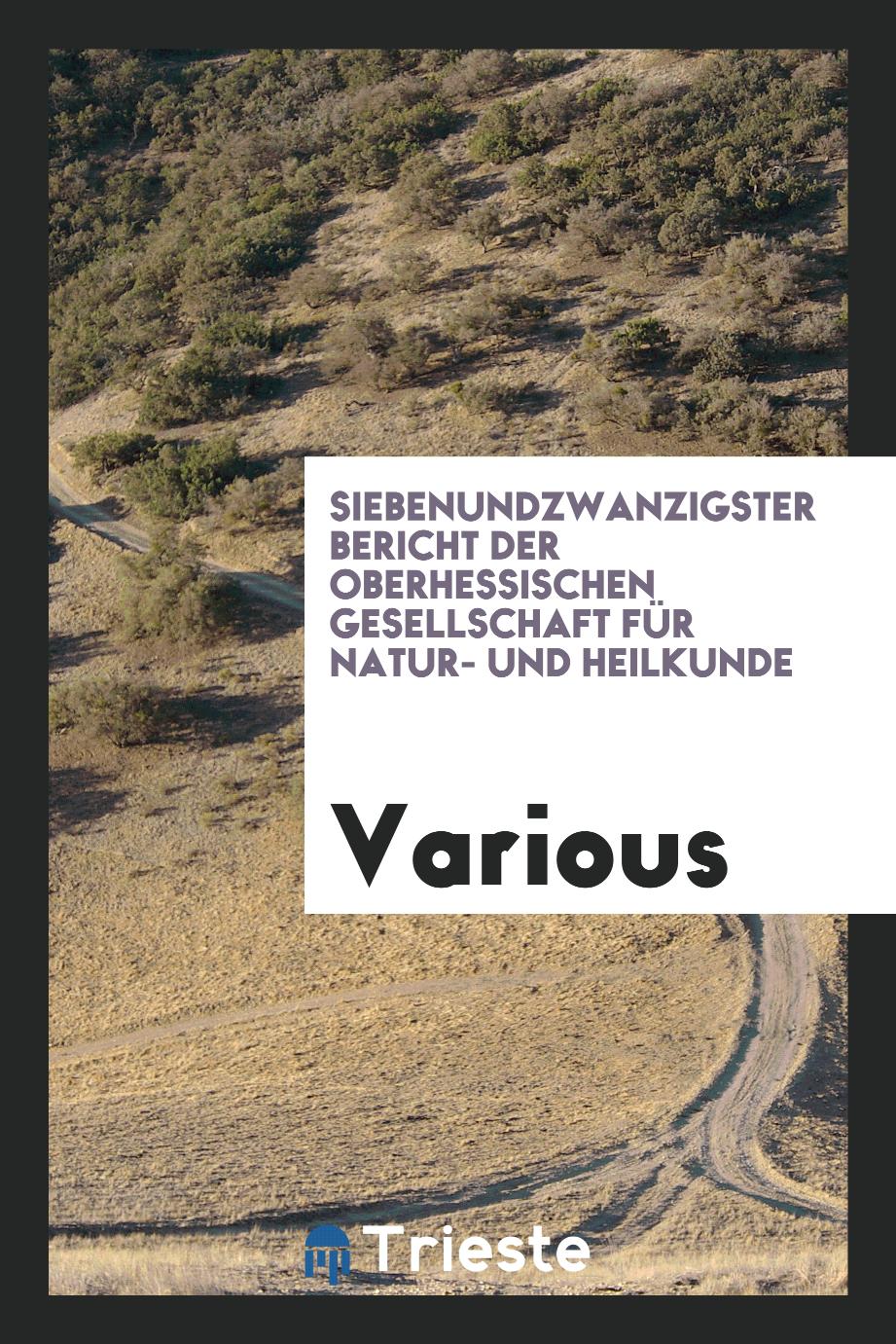 Siebenundzwanzigster Bericht der Oberhessischen Gesellschaft für Natur- und Heilkunde