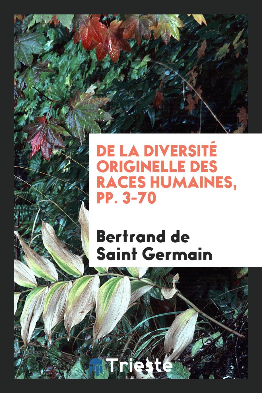 De la diversité originelle des races humaines, pp. 3-70