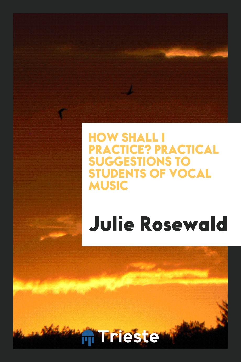 How Shall I Practice? Practical Suggestions to Students of Vocal Music