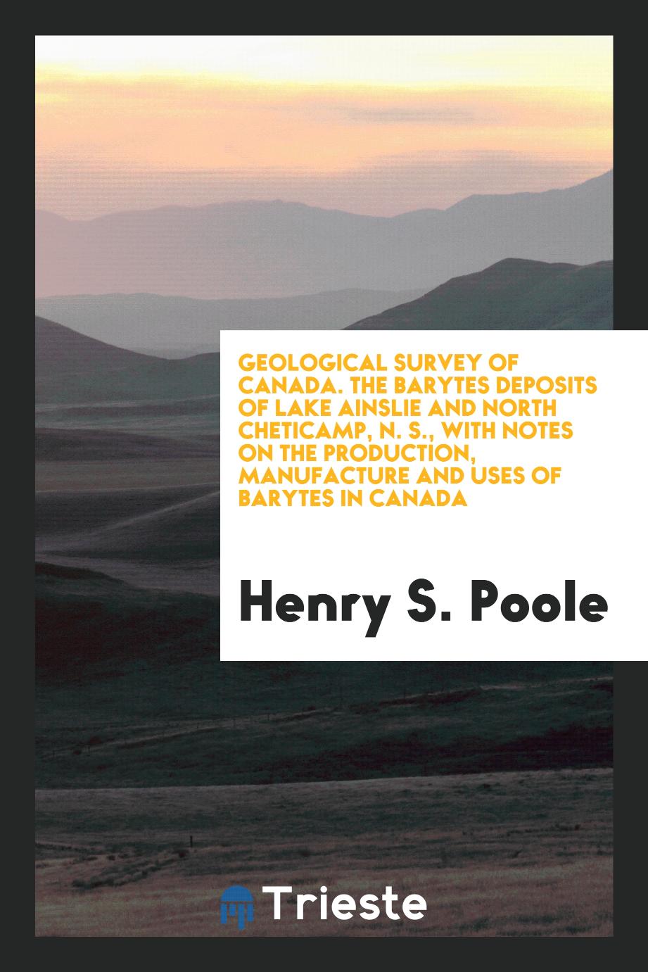 Geological survey of Canada. The barytes deposits of Lake Ainslie and North Cheticamp, N. S., with notes on the production, manufacture and uses of barytes in Canada