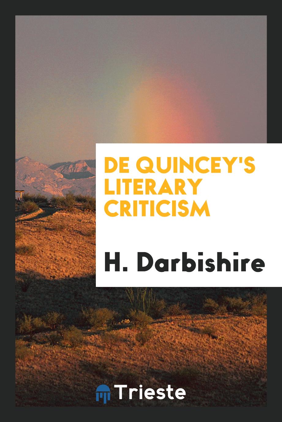 De Quincey's literary criticism