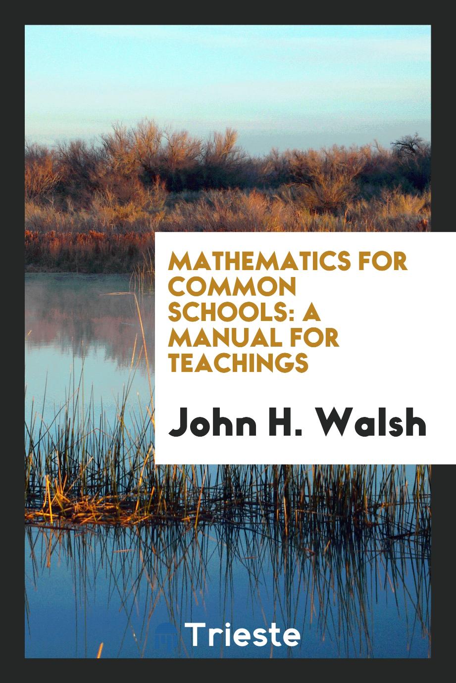 Mathematics for Common Schools: A Manual for Teachings
