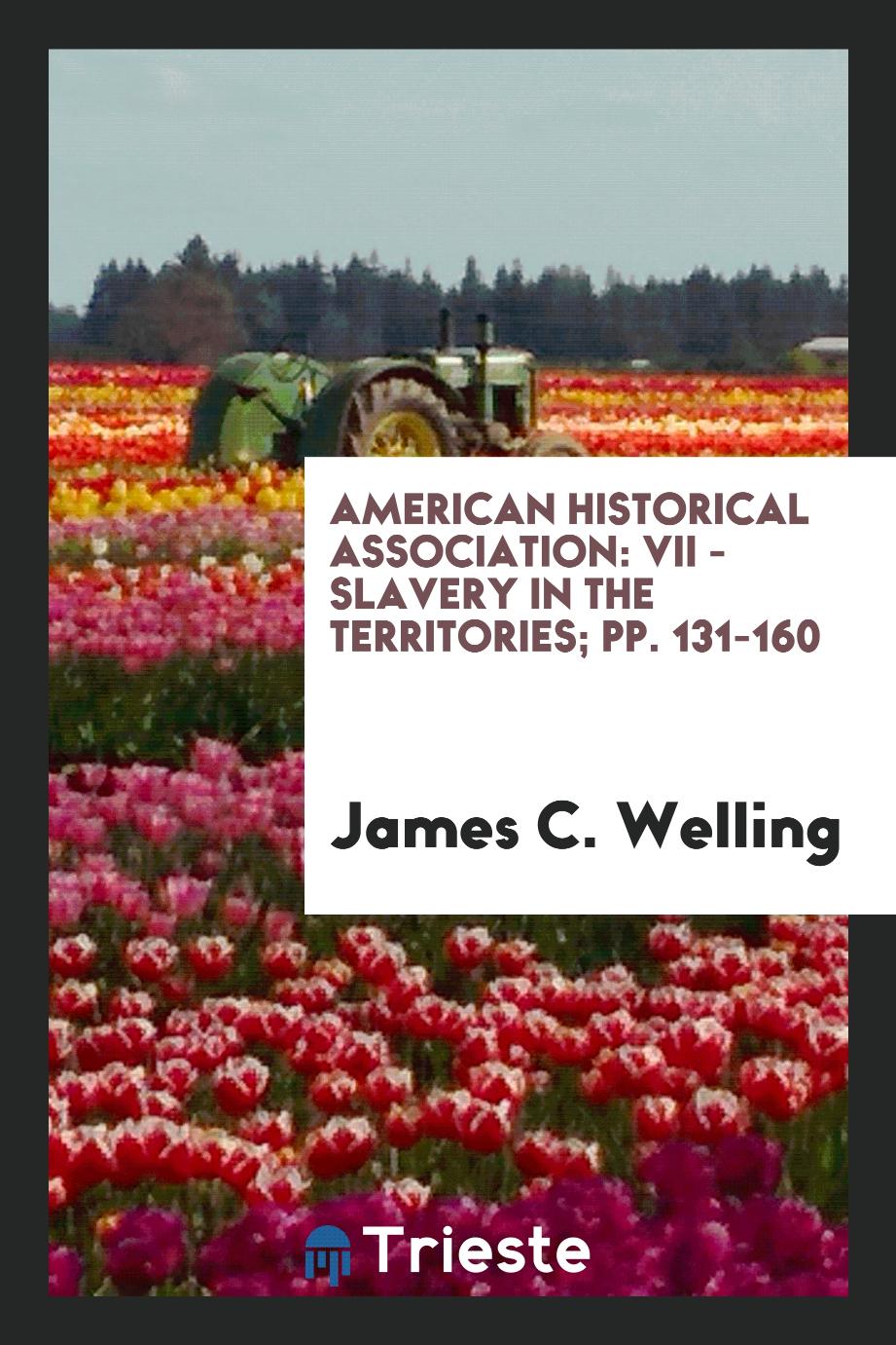 American Historical Association: VII - Slavery in the Territories; pp. 131-160
