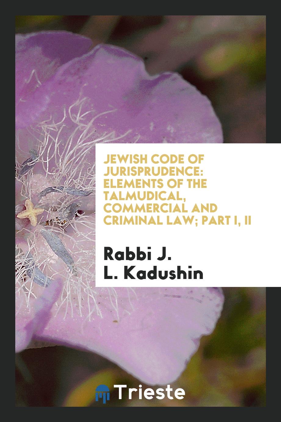 Jewish code of jurisprudence: elements of the Talmudical, commercial and criminal law; Part I, II