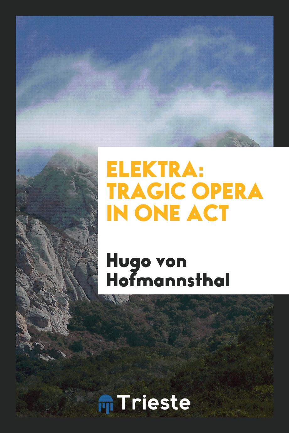 Hugo Von Hofmannsthal - Elektra: Tragic Opera in One Act