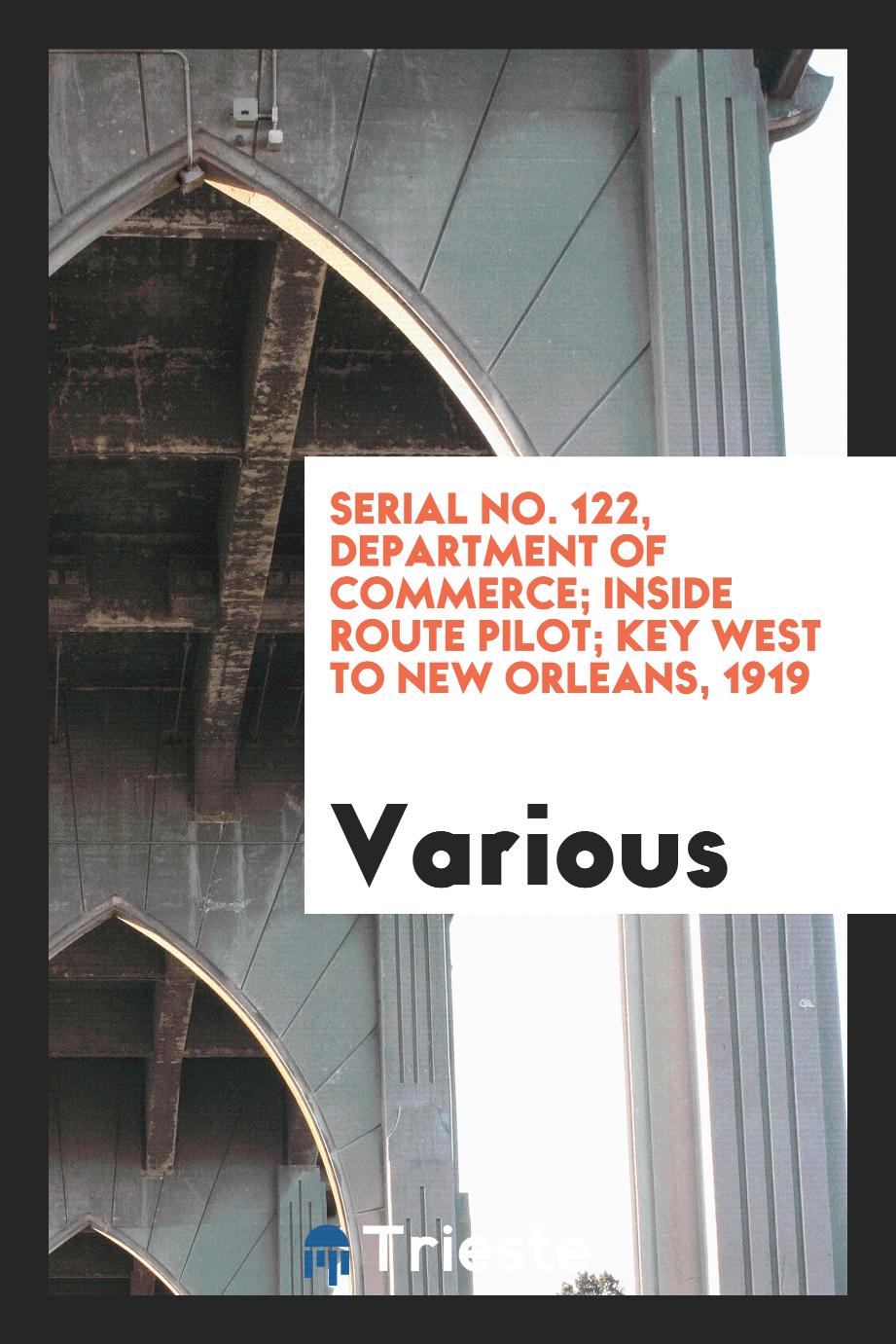 Serial No. 122, Department of Commerce; Inside Route Pilot; Key West to new Orleans, 1919