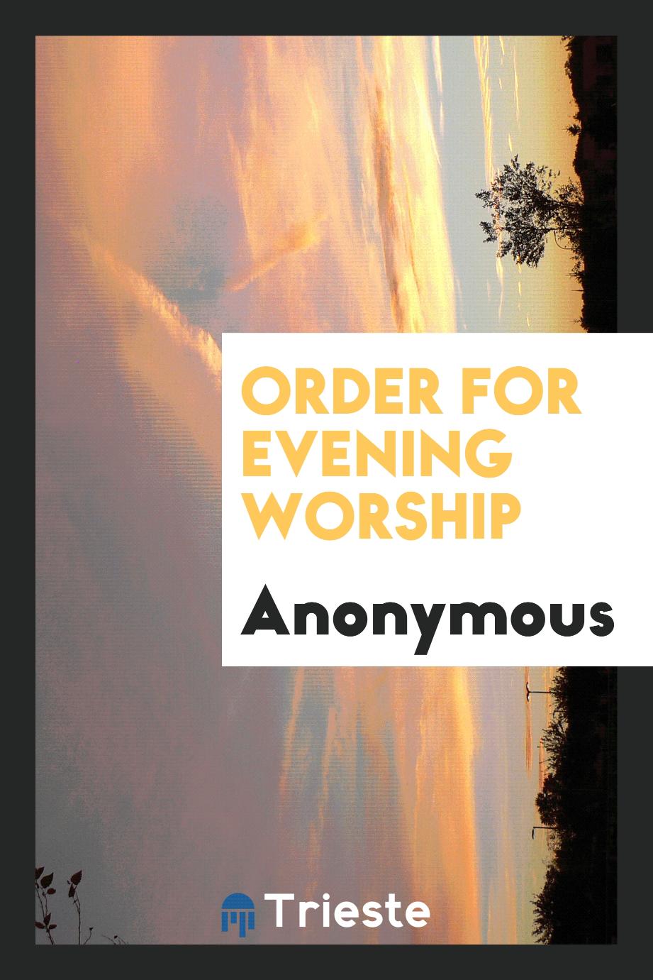 Order for evening worship