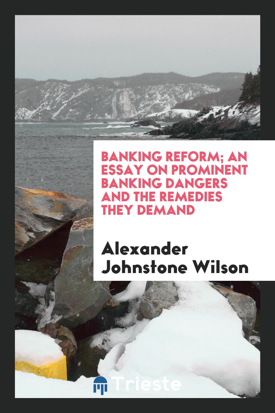 Banking reform; an essay on prominent banking dangers and the remedies they demand