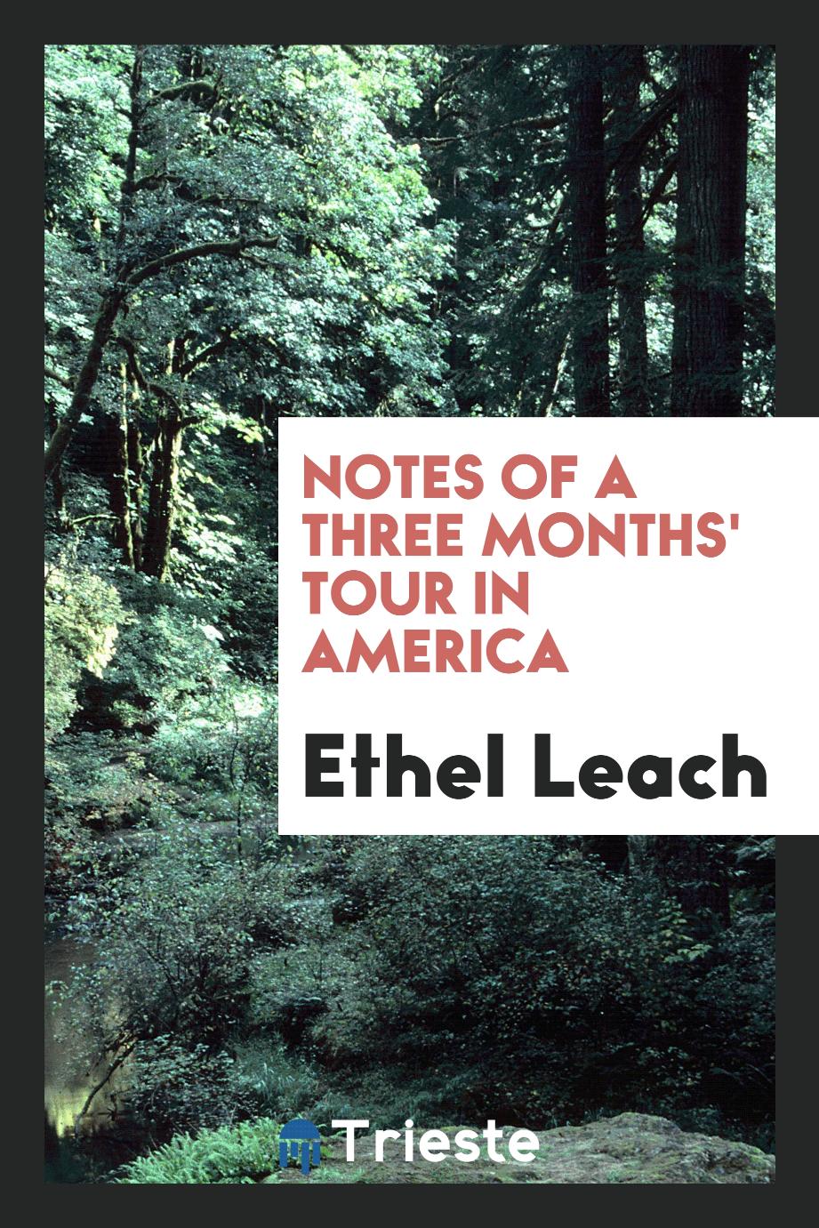 Notes of a Three Months' Tour in America