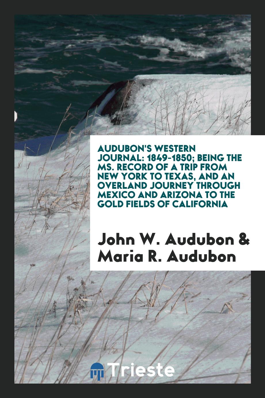 Audubon's Western journal: 1849-1850; being the ms. record of a trip from New York to Texas, and an overland journey through Mexico and Arizona to the gold fields of California