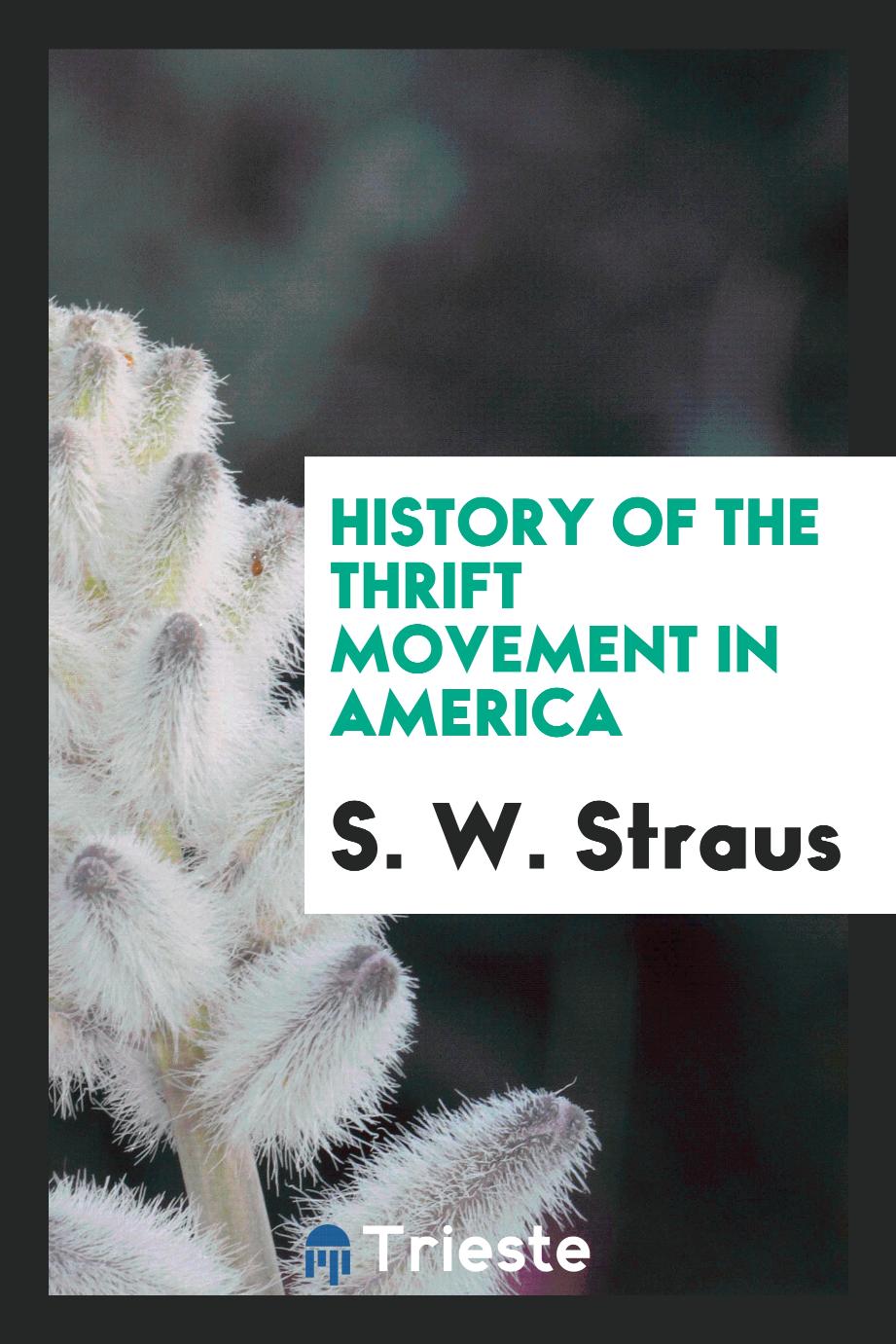 S. W. Straus - History of the thrift movement in America