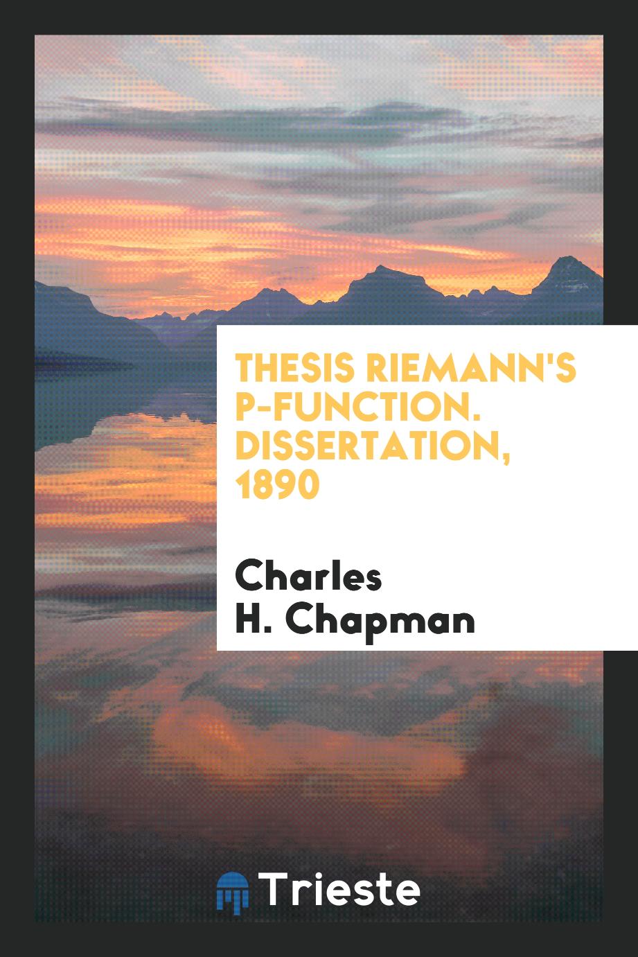 Thesis Riemann's P-function. Dissertation, 1890