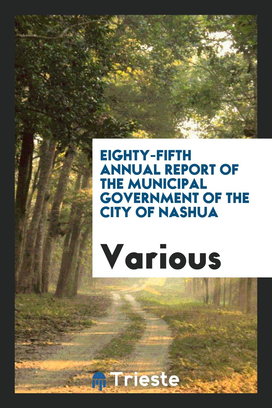 Eighty-fifth Annual Report of the municipal government of the City of Nashua
