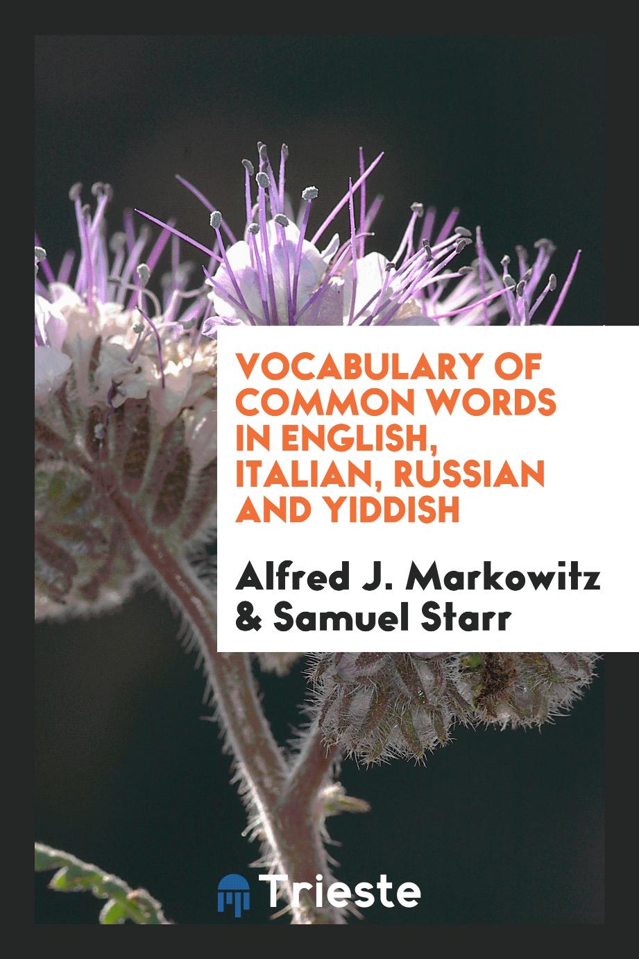 Vocabulary of common words in English, Italian, Russian and Yiddish