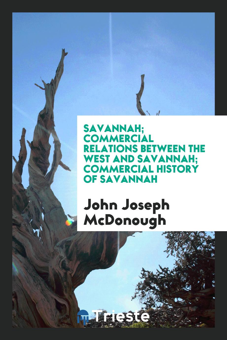 Savannah; Commercial Relations Between the West and Savannah; Commercial History of Savannah