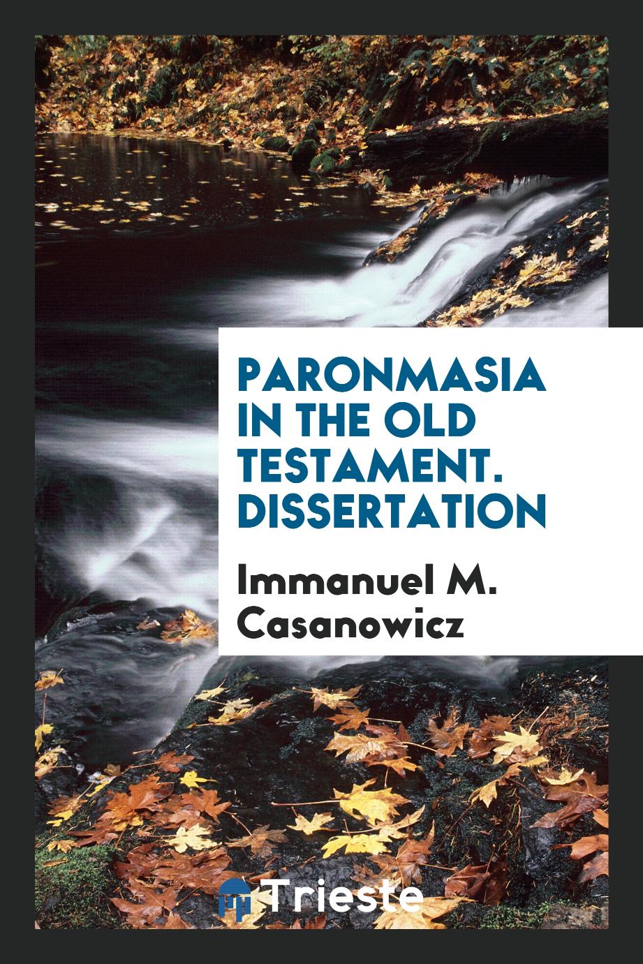 Paronmasia in the Old Testament. Dissertation