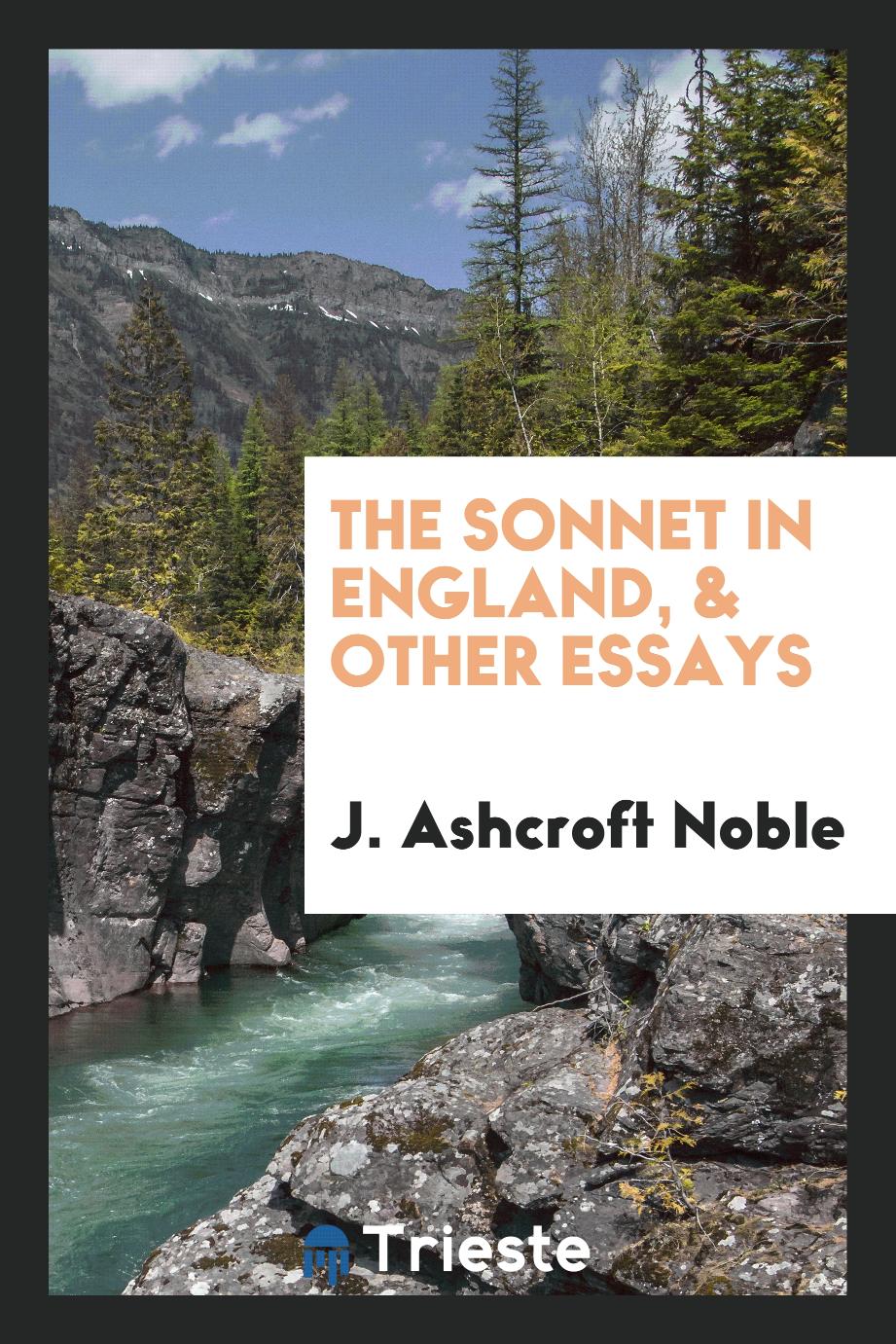 The sonnet in England, & other essays