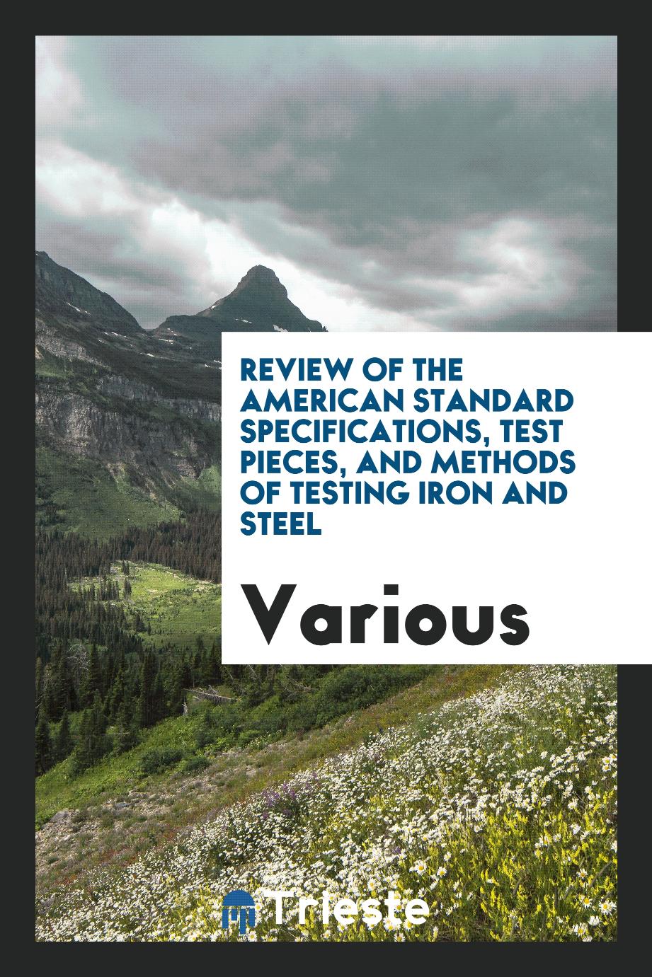 Review of the American Standard Specifications, Test Pieces, and Methods of Testing Iron and Steel