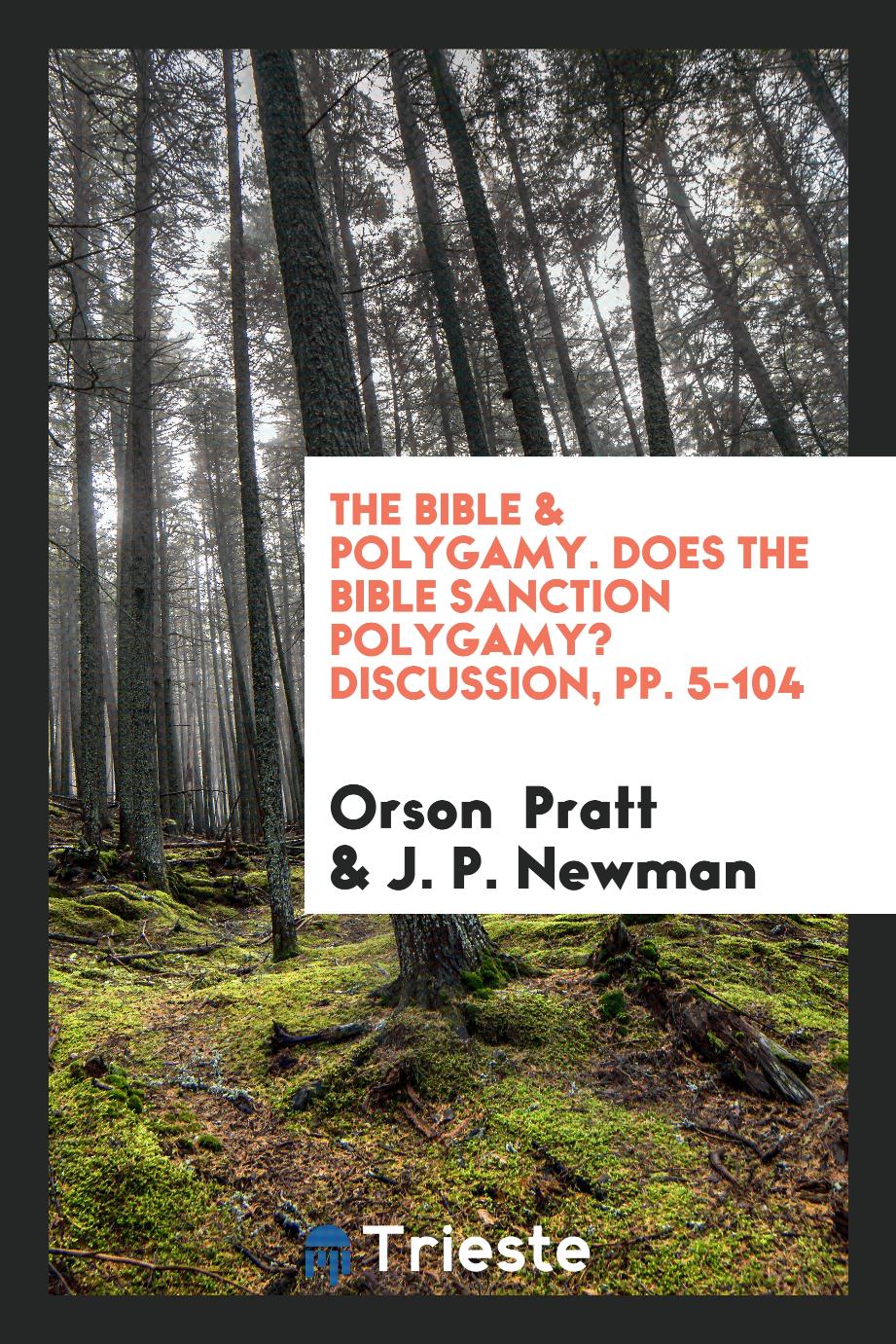 The Bible & Polygamy. Does the Bible Sanction Polygamy? Discussion, pp. 5-104